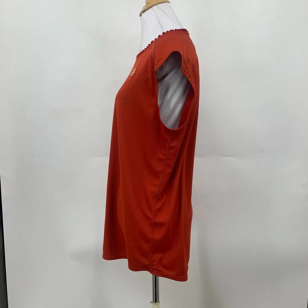Vintage Nike ACG Tank Top Womens L Large Red Ruffled Neckline Sleeveless Active
